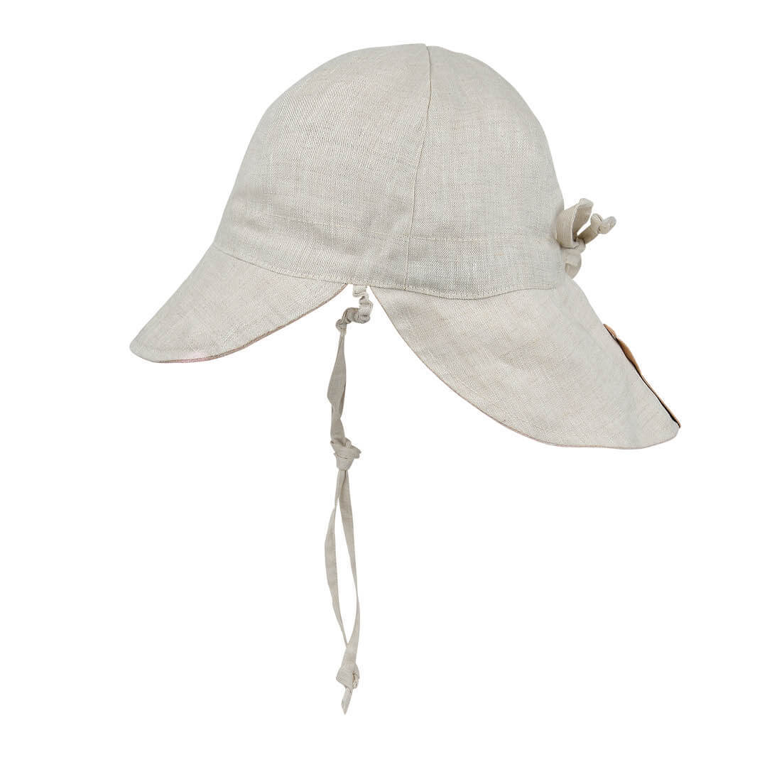 Reversible Baby Flap Sun Hat - Florence / Flax