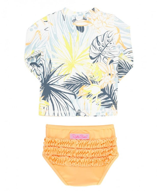 Birds of Paradise Long Sleeve Zipper Rash Guard Bikini