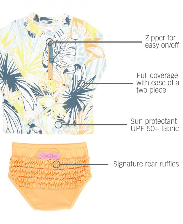 Birds of Paradise Long Sleeve Zipper Rash Guard Bikini
