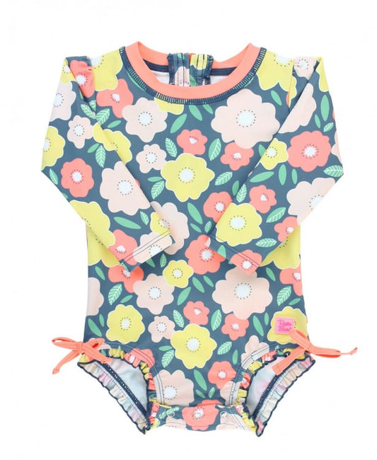 Flowering Around One Piece Rash Guard