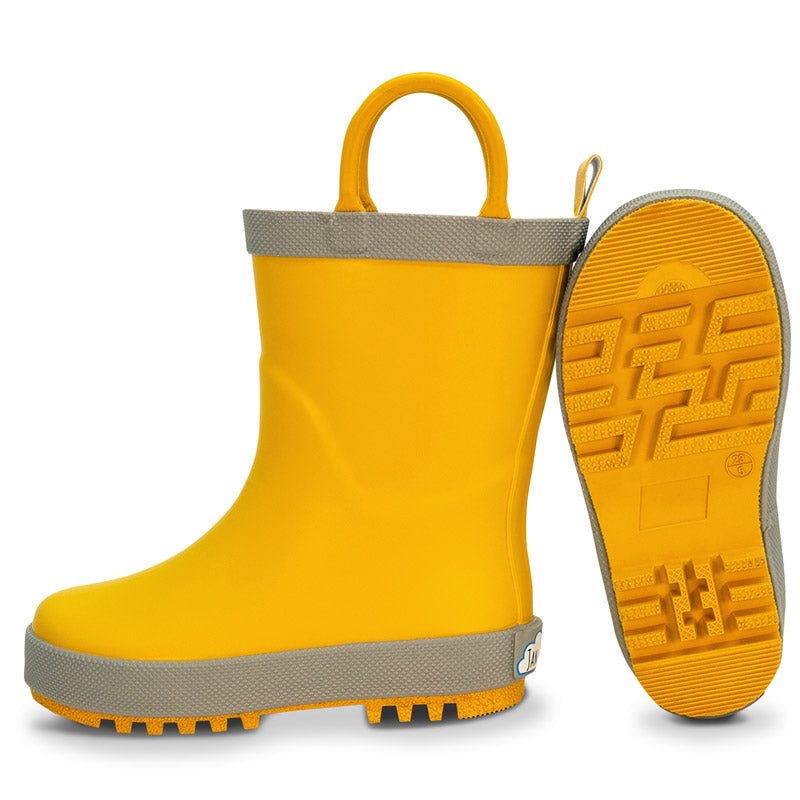 Puddle-Dry Rain Boots | Yellow-with handle