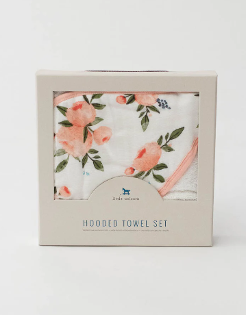 Infant Hooded Towel & Washcloth Set - Watercolor Roses Set