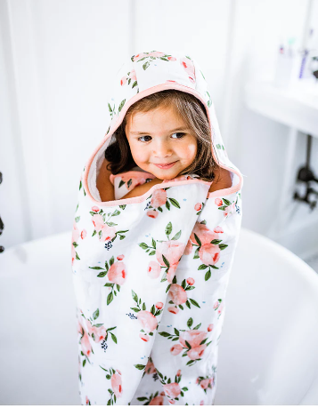 Toddler Hooded Towel - Watercolor Roses