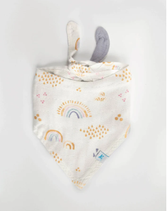Deluxe Muslin Reversible Bandana Bib - Rainbows & Raindrops