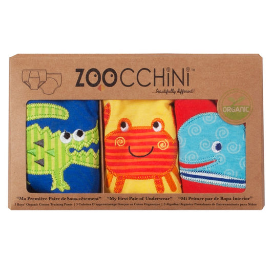 3 PIECE ORGANIC POTTY TRAINING PANTS SET - BOYS OCEAN FRIENDS