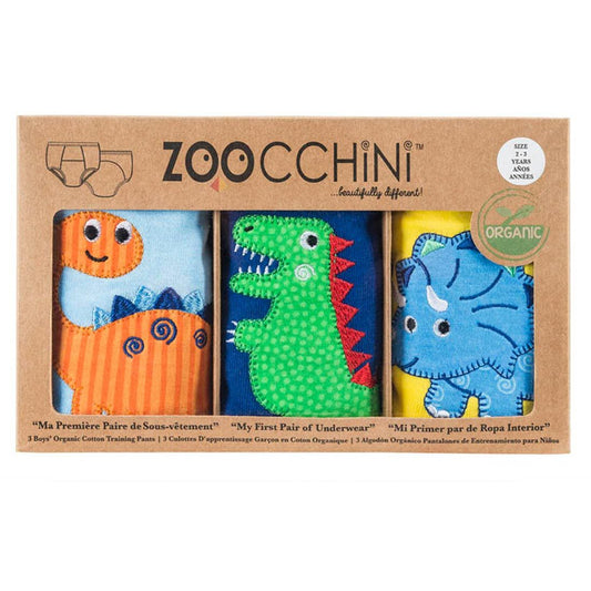 3 PIECE ORGANIC POTTY TRAINING PANTS SET - BOYS JURASSIC PALS