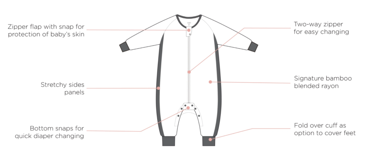 Bamboo Pima Long Sleeve Sleep Suit 0.6 TOG - Hermit Pals