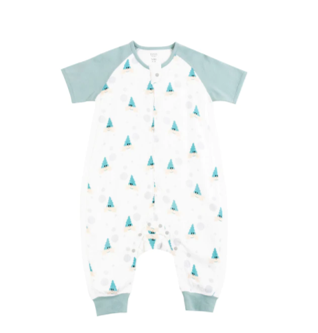 Raglan Bamboo Pima Short Sleeve Sleep Suit 0.6 TOG - The Happy Hermit