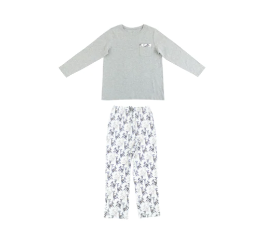 Women's Organic Cotton Long Sleeve Pocket Tee PJ Set - Dear Oh Deer