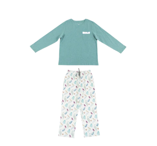 Women's Organic Cotton Long Sleeve Pocket Tee PJ Set - Birder's Paradise
