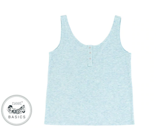 Women's Basics Bamboo Cotton Henley Tank Top - Mist