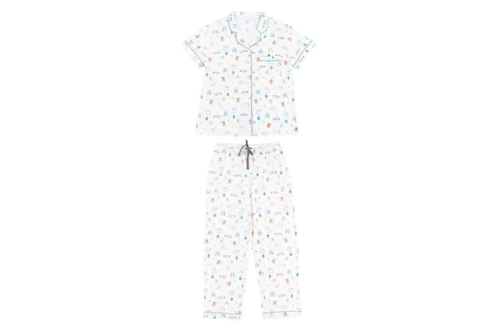 Women’s Bamboo Jersey Short Sleeve Button-up PJ Set – Summer Graze