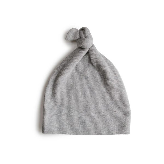 RIBBED BABY BEANIE - GRAY MELANGE