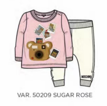 MOSCHINO T-SHIRT AND TROUSERS SET MQK02F LBA01 - SUGAR ROSE