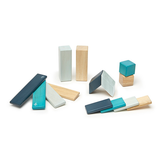 14-Piece Set  Magnetic Wooden Blocks  Tegu Classics-blues