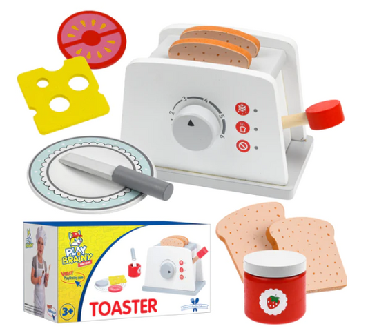Play Brainy Pop Up Kid’s Toaster Toy with Kitchen Accessories