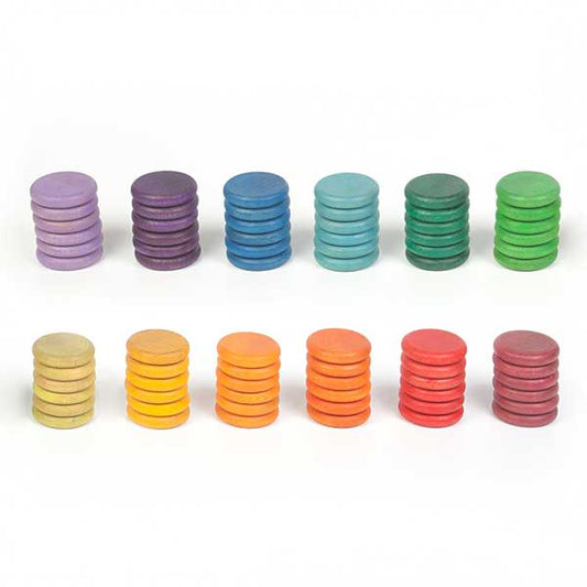 GRAPAT 72 Wooden Coins in 12 Colors