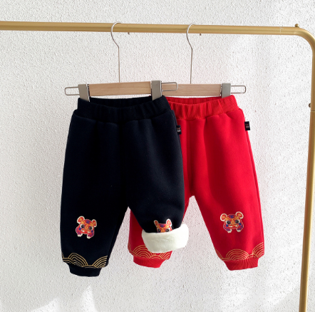 Tiger head fleece sweatpants-N011