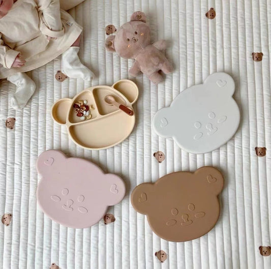 DTD×Grosmimi Bear Silicone Food Plate With Lid - 小熊餐盘-带吸盘