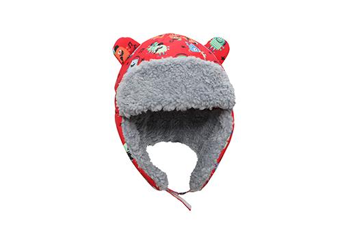 Kids & Baby Water Repellent Trapper Hat - Monsters (Red)