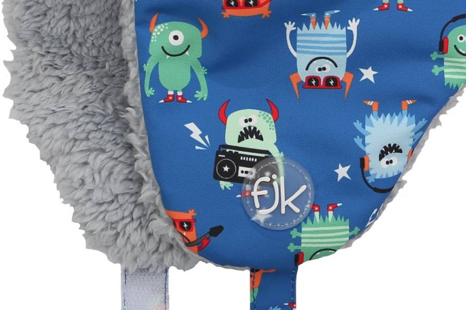 Kids & Baby Water Repellent Trapper Hat - Monsters (Blue)