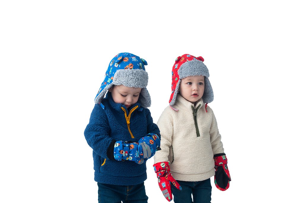 Kids & Baby Water Repellent Trapper Hat - Monsters (Blue)