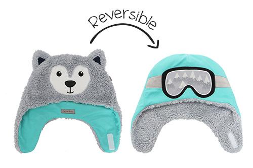 Kids & Baby Reversible Sherpa Hat - Wolf & Ski Goggles