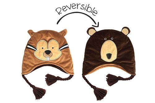 Kids & Baby Reversible Winter Hat - Chipmunk & Brown Bear