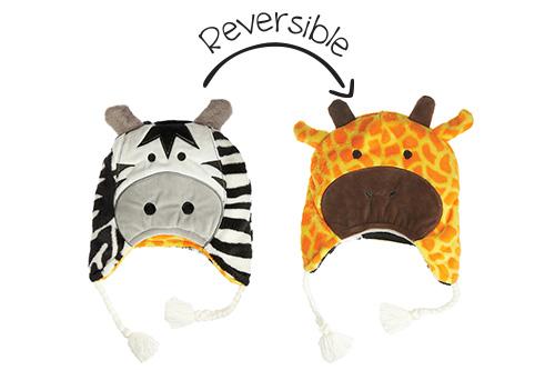 Kids & Baby Reversible Winter Hat - Giraffe & Zebra