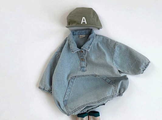 A1163牛仔蓝哈衣