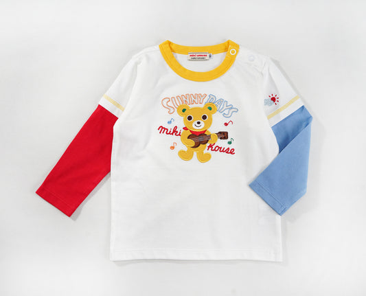 mk小熊吉他拼接拼色长袖T恤-90cm